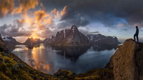 Kjerkfjorden With Mount Olstinden Lofoten Islands Norway