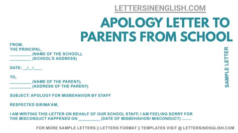 Apology Letter To Parents From School Sample Apology Letter Letters