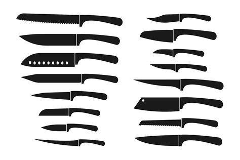 Kitchen Knife Set Chef And Butcher Knives Silhouette Vector 912738