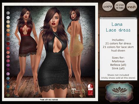 Second Life Marketplace Tbo Lana Lace Dress Slink Maitreya