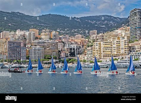 Yacht Training Monte Carlo Harbour Monaco Stock Photo Alamy
