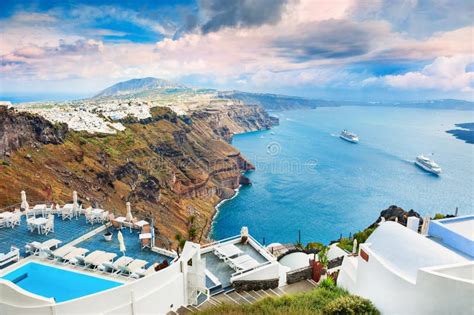 Vista Panoramica Dellisola Di Santorini Grecia Fotografia Stock