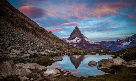 Matterhorn Linking Italy And Switzerland Glows Like A Burning Candle At