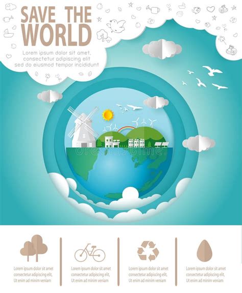 Paper Art Of Save The World Infographics Save Planet Earth Day