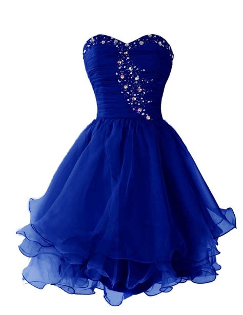 Royal Blue Short Prom Dress With Ruffles Beading Sweetheart Short Teens