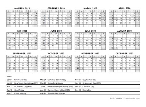 2020 Yearly Calendar With South Africa Holidays Free Printable Templates