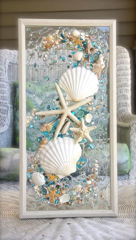 Sea Glass Art For Beach House Beach Glass Wall Hanging For Nautical Bathroom Decor Blue Sea