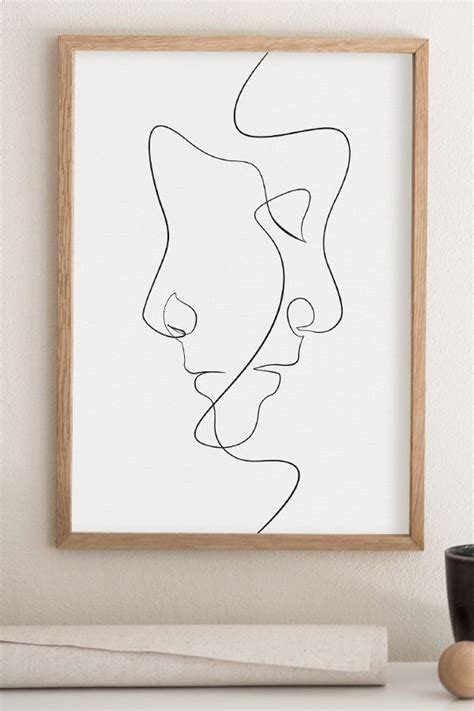 Minimal Face Line Art Print Minimalist Printable Wall Art Fine Line
