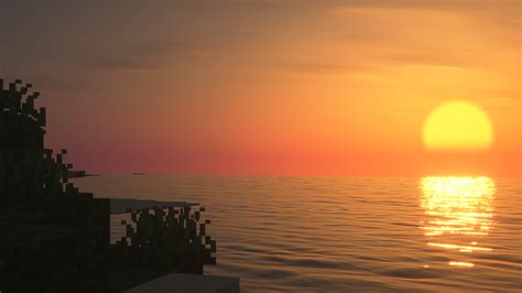 Minecraft Video Games 2k Sunset Screen Shot Landscape Sunrise