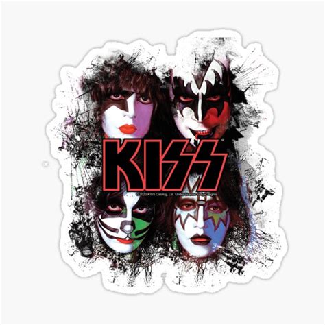 kiss ® the band alle mitglieder gesichter pinseleffekt sticker von musmus76 redbubble