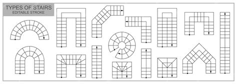 Satz Von Arten Von Treppen Von Oben Treppensymbol Und Symbol Im Plan