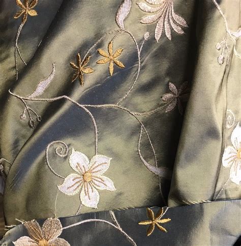 New Sale 100 Silk Taffeta Embroidered Floral Fabric By The Yard