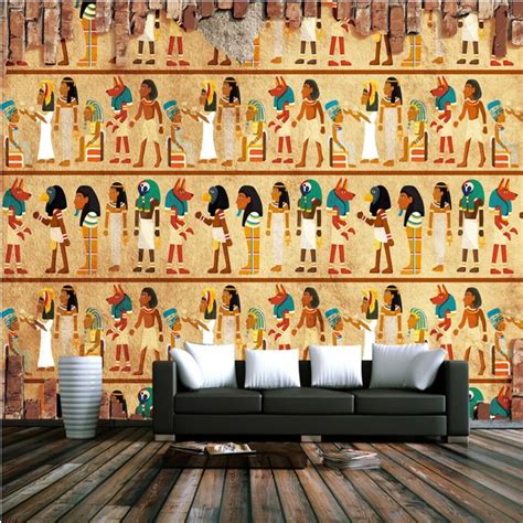 Beibehang Ancient Egyptian Classical Theme Restaurant Wall Tiles Tv Backdrop Custom Large Fresco