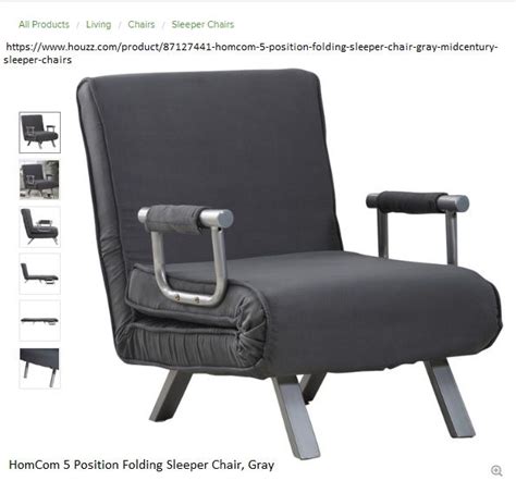 Houzz Homcom 5 Position Folding Sleeper Chair Gray Sleeper Chair