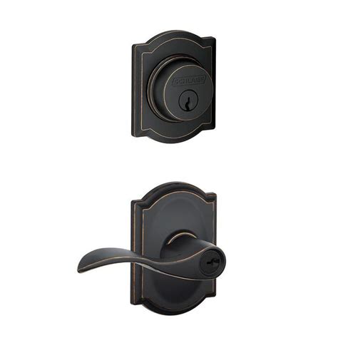 Schlage Camelot Aged Bronze Single Cylinder Deadbolt With Accent Entry