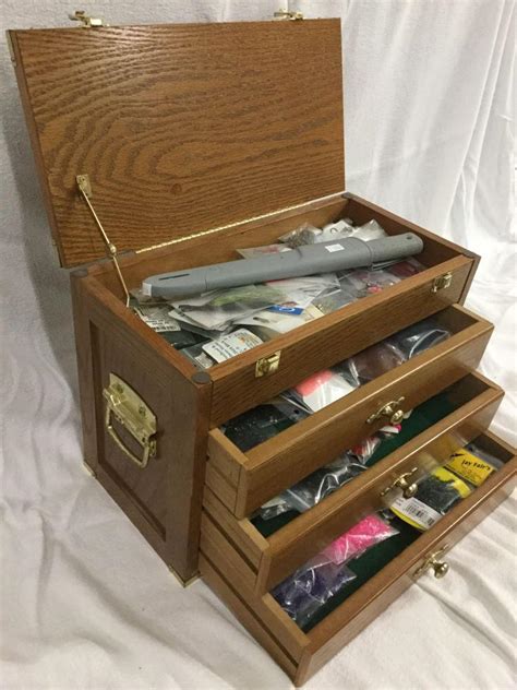 Sold Price Wooden Storage Cratetackle Box Filled With Fly Fishing