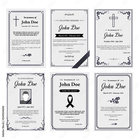 Condolence Obituary Card Layout In Loving Memory Of Funerals