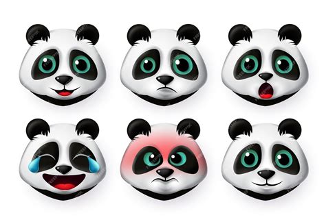 premium vector panda emoji vector set big cute panda bear face emoticon in angry and happy