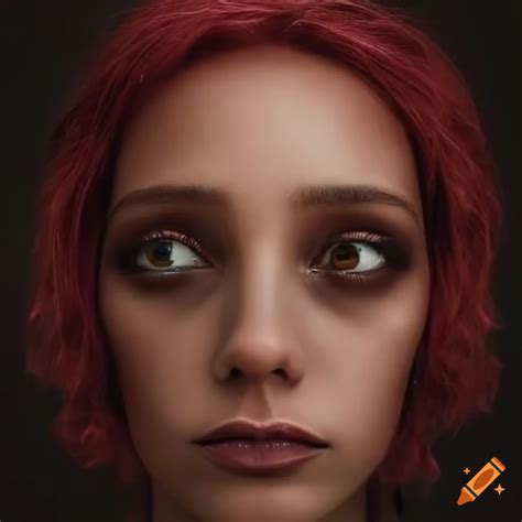 portrait of a maroon haired humanoid alien woman on craiyon