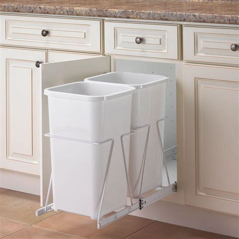 Trash recycling cans in corner cabinet spin like lazy susan. Real Solutions for Real Life 19 in. H x 11 in. W. 23 in. D ...