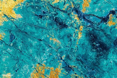Teal With Golden Patches On A Marble Texture Premium Image By