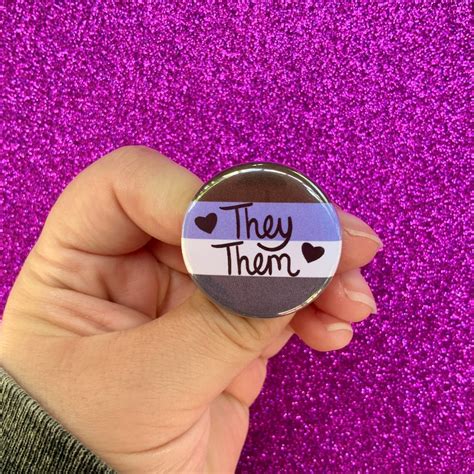 gender apathetic pride flag pronoun pin back button they them etsy