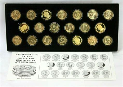 2007 Presidential Gold Dollars Set Of 20 Coins 20 Face Value W