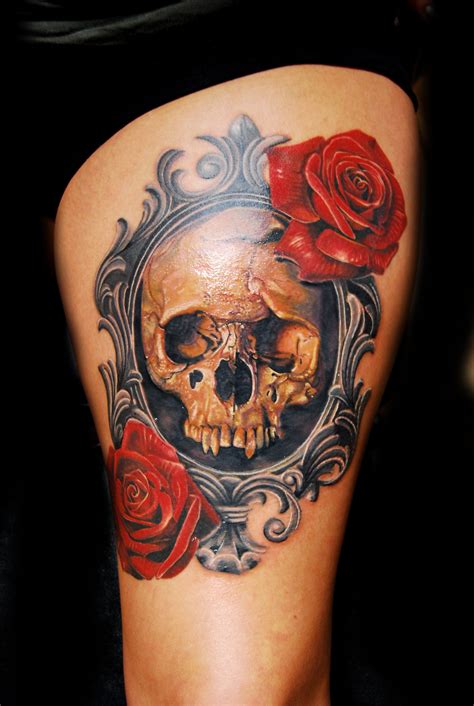 Vintage Frame Victorian Frame Skull Rose Tattoo