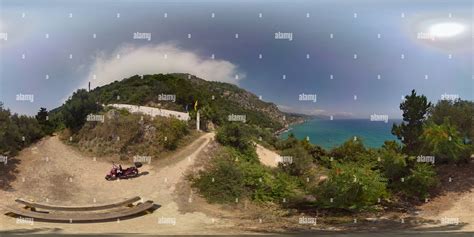 360° View Of Mirtiotissa Beach Viewpoint Bench Corfu Greece Alamy