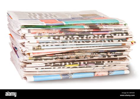 Stack Of Newspapers Isolated On White Background Stock Photo Alamy