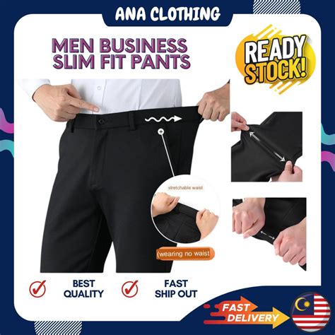 Men Slim Fit Elastic Formal Pants Smart Men Business Trousers Casual
