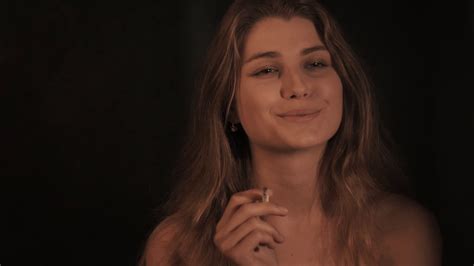 Beautiful Woman Smoking A Cigarette Stock Video Footage