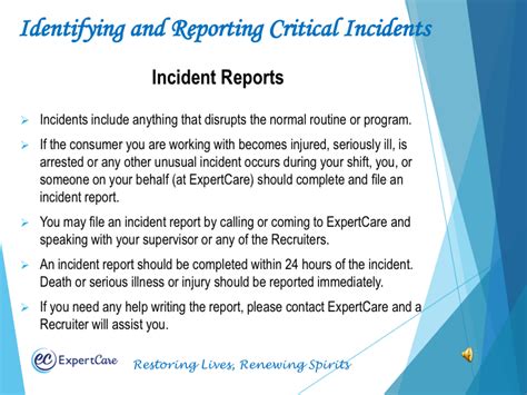 Identifying And Reporting Critical Incidents Incident Reports