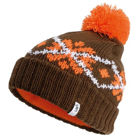 Beanie Hat With Bobble In Brown And Orange Free Delivery Over £20 Urban Beach