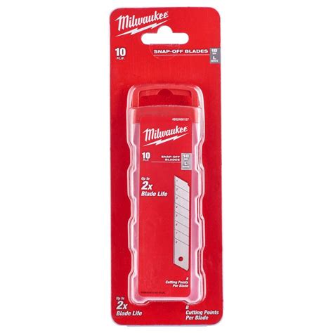 Milwaukee 4932480107 18mm Snap Knife Replacement Blades X10 Pcs