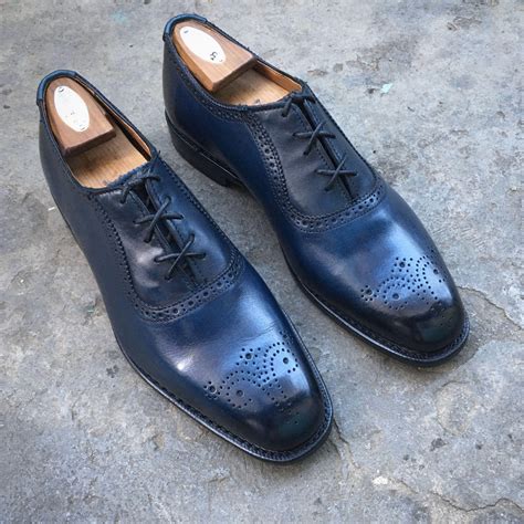 Navy Blue Allen Edmonds Cornwallis Calfskin Leather Dress Shoes Custom