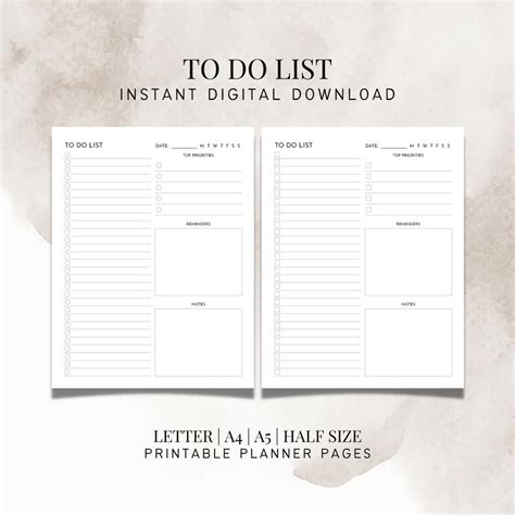 Minimalist To Do List Printable Planner Daily Task Organizer Etsy