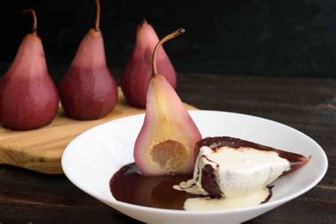 Red Wine Poached Pears With Chocolate Cardamom Recipe Review By The
