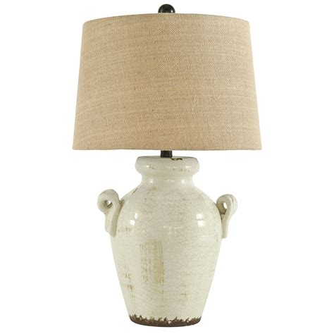 Ashley Signature Design Lamps Vintage Style Emelda Cream Ceramic Table Lamp Rooms And Rest