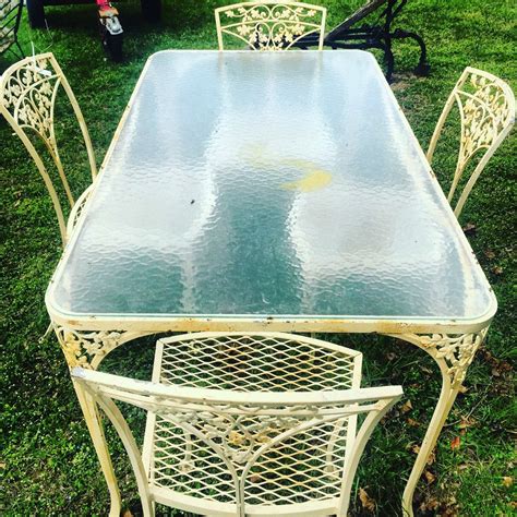 Outdoor furniture has not always been historically well documented. Woodard Orleans Wrought Iron Dining Table and 4 Chairs ...