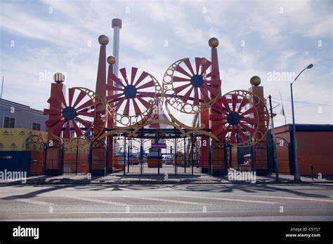 Entrance Gates To The Coney Island Amusement Park In New York America