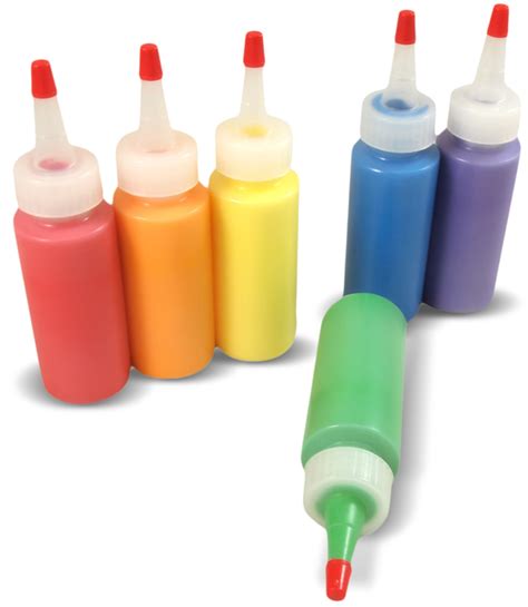 6 Pack 2oz Plastic Squeeze Bottles For Crafts Art Projects Multi