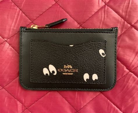 Nwt Coach X Disney With Snow White And The Seven Dwarfs Eyes Print Spooky Eyes Zip Top Card Case