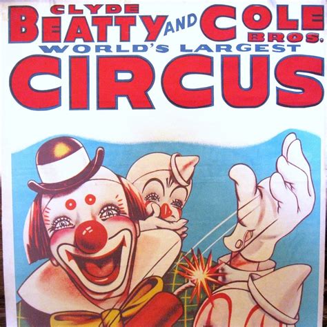Original 1960s Clyde Beatty Circus Poster With Clowns From Toniink On