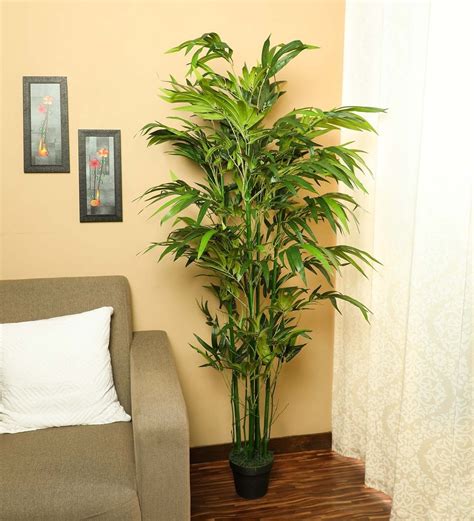 Buy Green Fabric Bamboo Artificial Plant With Pot By Pollination Online