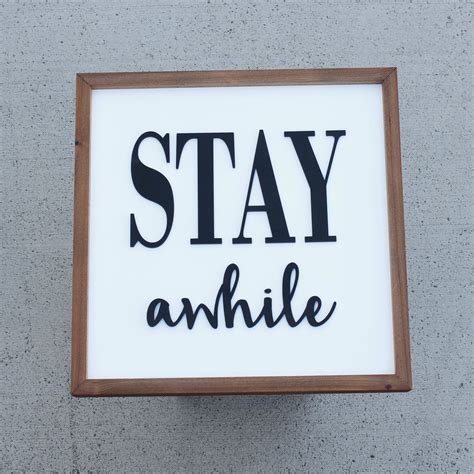 Stay Awhile Guest Room Sign Entryway Wall Art White Wood Etsy