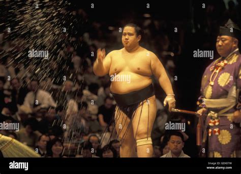 A Sumo Fight In The Sumo Arena In The City Centre Of Tokyo In Japan In
