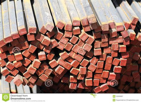 Long Metal Bars Of Square Cross Section Stock Image Image Of Bars