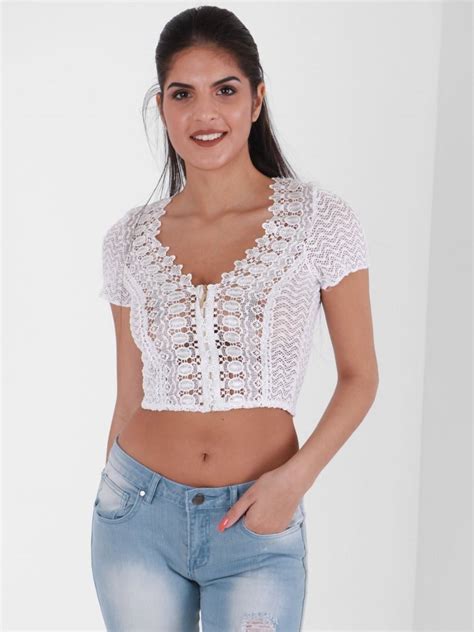 White Lace Crop Top