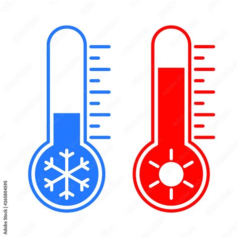 Icons Low And High Temperature Signs Thermometers With Cold And Hot